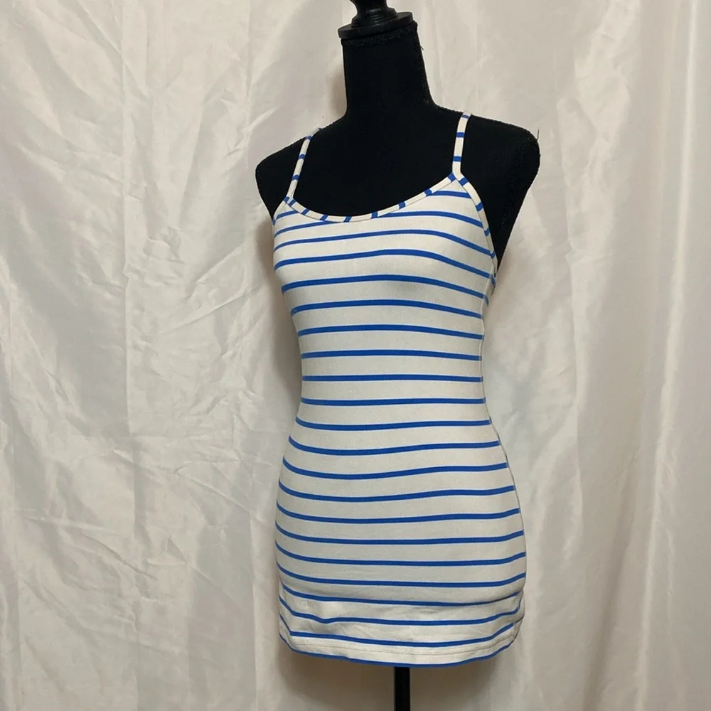 Lululemon White Blue Striped Yoga Athletic Tank Top 4 - Picture 7 of 13